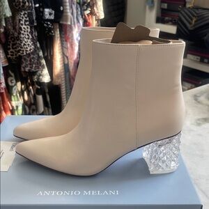 ANTONIO MELANI Beige Ankle Boots with Crystal Heel
